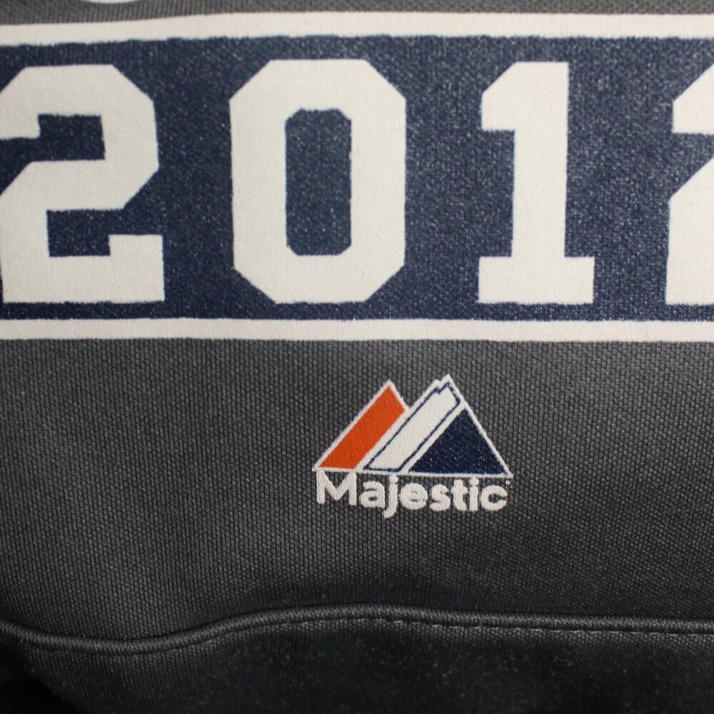 Majestic Detroit Tigers Medium Hoodie 2012 Postseason Therma Base Gray MLB - Picture 6 of 8